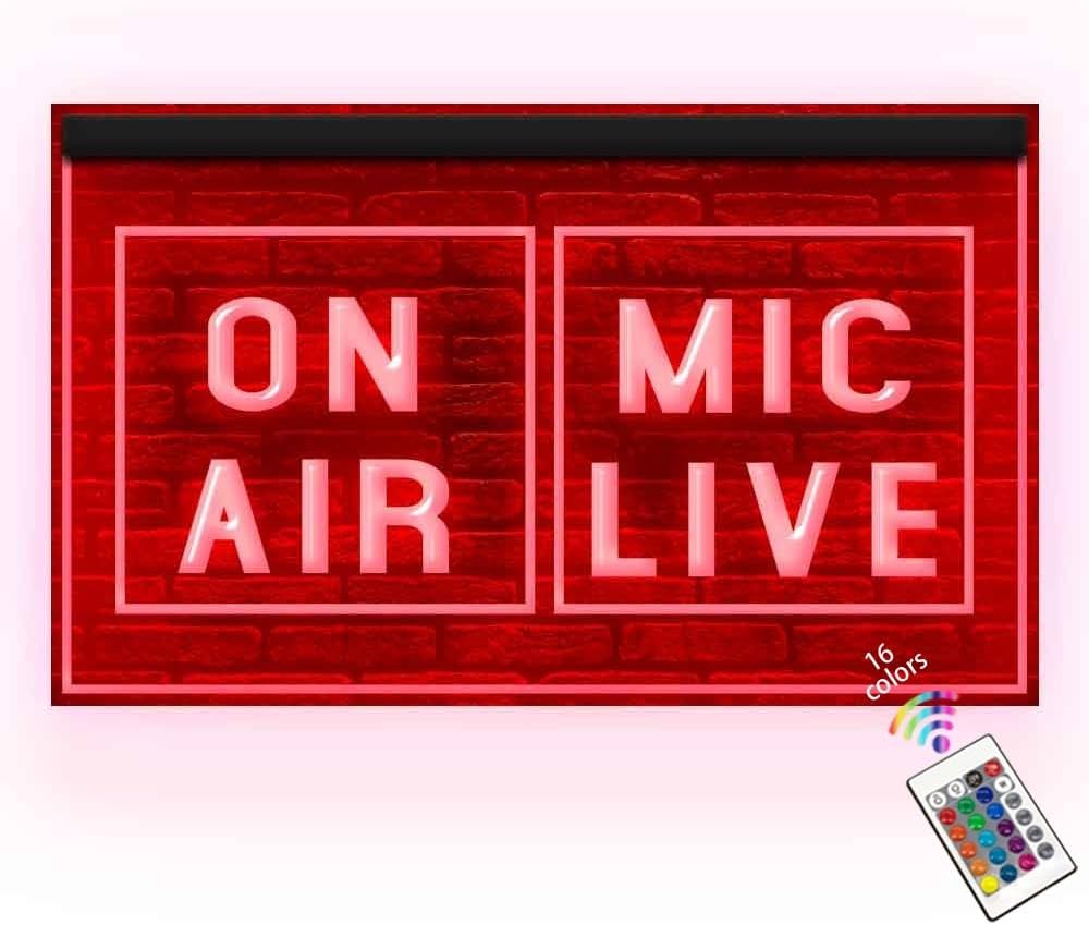 140131 on air mic live studio media audio room decor display led light neon sign 12 x 8 16 colors by remote